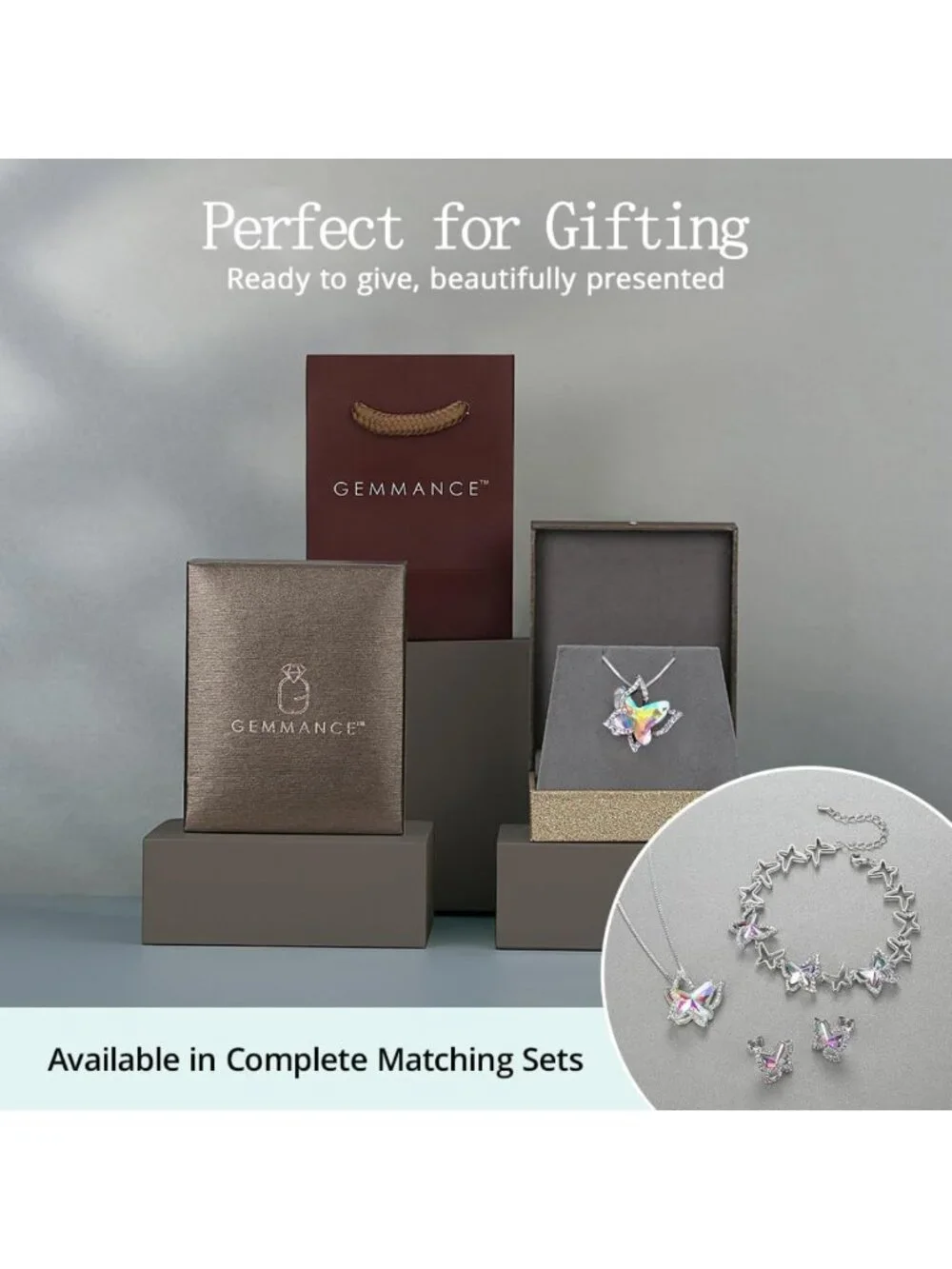 Elegant Butterfly Birthstone Necklace, Silver Tone Pendant Jewelry for Women
